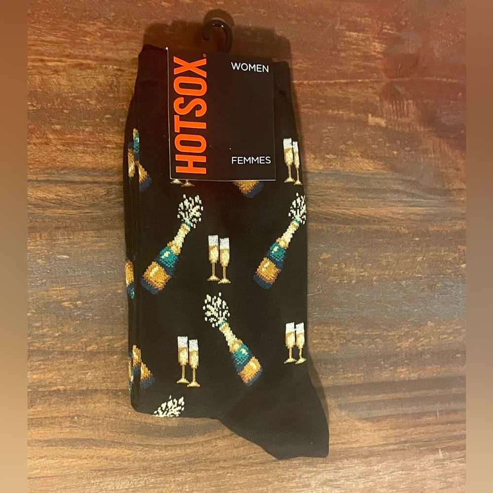Hot Sox Novelty Champagne Socks Ladies 9 - 11